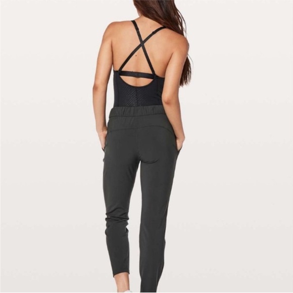 Lululemon The Easy bodysuit black thong small s 4 cross back built in bra - Picture 2 of 9